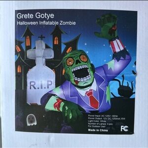 Halloween Inflatable Zombie - Green and Purple